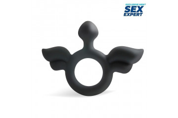 Черное эрекционное кольцо с крылышками