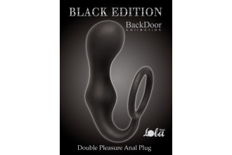 Чёрное эрекционное кольцо с анальной пробкой Double Pleasure Anal Plug