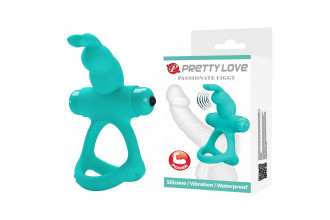 Бирюзовое эрекционное виброкольцо Passionate Figgy