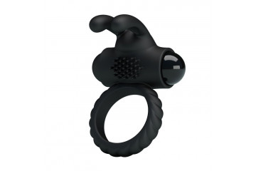 Эрекционное кольцо с клиторальным виброзайцем Eudora