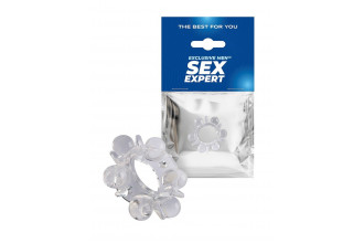 Прозрачное эрекционное кольцо с шариками и шипами