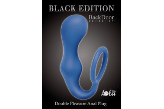 Синее эрекционное кольцо с анальной пробкой Double Pleasure Anal Plug