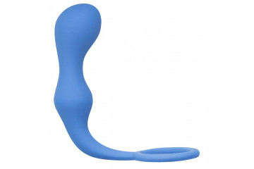 Синее эрекционное кольцо с анальной пробкой Double Pleasure Anal Plug