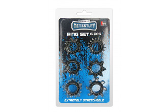 Набор из 6 дымчатых эрекционных колец MENZSTUFF 6PC STRECHEABLE RING SET