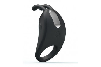 Чёрное эрекционное кольцо с вибрацией Rabbit Vibrator