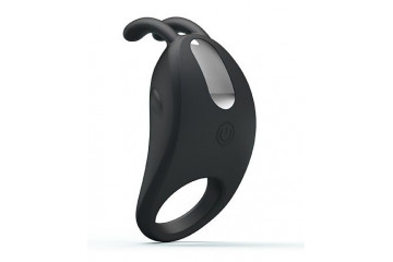 Чёрное эрекционное кольцо с вибрацией Rabbit Vibrator