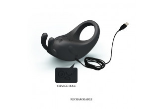 Чёрное эрекционное кольцо с вибрацией Rabbit Vibrator