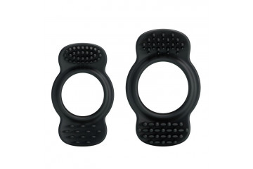 Набор из 2 эрекционных колец с щеточками для наружной стимуляции