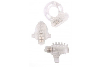 Набор из 3 прозрачных эрекционных колец с вибрацией Teasers Ring Kit