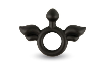 Черное эрекционное кольцо с крыльями Rooster Jeliel Angel