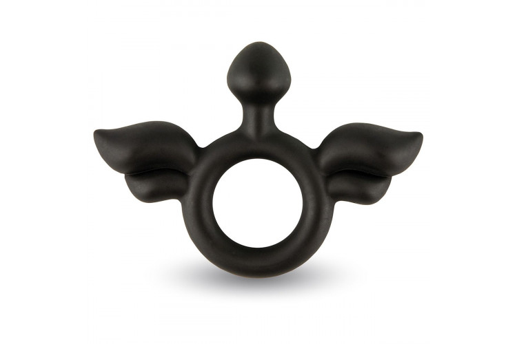 Черное эрекционное кольцо с крыльями Rooster Jeliel Angel
