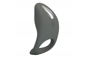 Серое эрекционное кольцо с вибростимуляцией клитора