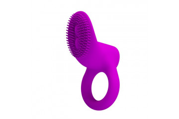 Лиловое эрекционное виброкольцо со стимулятором клитора Cobra