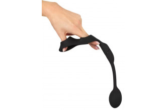 Черное виброкольцо с анальной пробкой Cock Ring with RC Butt Plug