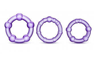 Набор из 3 фиолетовых эрекционных колец Stay Hard Beaded Cockrings