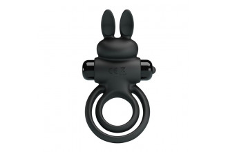 Черное эрекционное кольцо с вибростимуляцией клитора Vibrant Penis Ring III