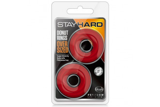 Набор из 2 красных эрекционных колец DONUT RINGS OVERSIZED