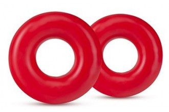 Набор из 2 красных эрекционных колец DONUT RINGS OVERSIZED
