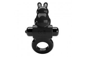 Черное эрекционное кольцо со стимулятором клитора в виде кролика Exciting ring