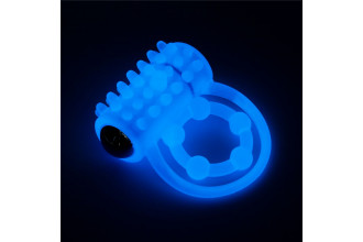 Голубое, светящееся в темноте виброкольцо Lumino Play Vibrating Penis Ring