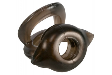 Черное эрекционное кольцо с петлёй для мошонки Bad Kitty