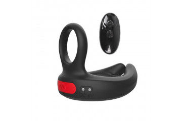 Черное эрекционное виброкольцо Cock Ring с пультом ДУ