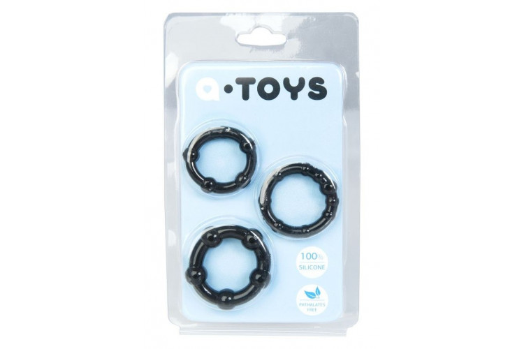 Набор из 3 чёрных эрекционных колец A-toys