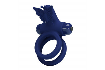 Синее эрекционное кольцо с вибростимуляцией клитора