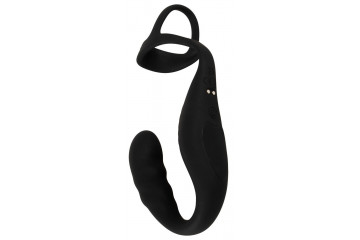 Черное эрекционное кольцо со стимуляцией промежности и анальной пробкой Cock Ring with RC Prostate Plug