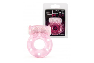 Розовое эрекционное виброкольцо с бабочкой