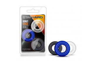 Набор из 3 разноцветных колец Stay Hard Donut Rings