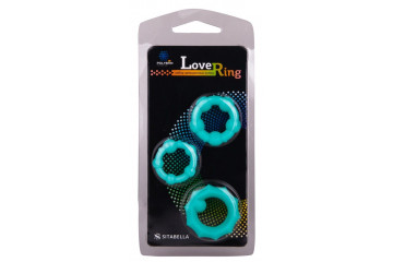 Набор из 3 бирюзовых рельефных эрекционных колец