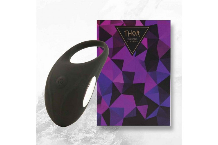 Черное эрекционное виброкольцо Thor Cockring
