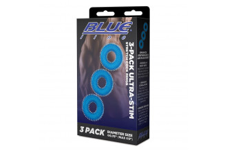 Комплект из трех голубых колец для эрекции 3-Pack Ultra-Stim Stretch Cock Rings