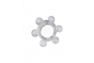 Прозрачное эрекционное кольцо с 6 стимулирующими шариками