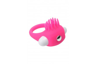 Розовое эрекционное кольцо с щеточкой Silicone Stimu Ring