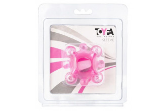 Розовое эрекционное кольцо c бусинками