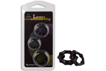 Набор из 3 черных рельефных эрекционных колец