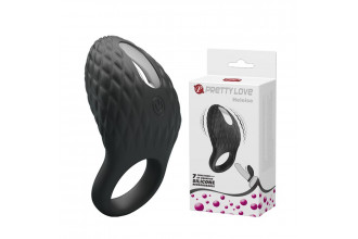 Черное эрекционное виброкольцо с рельефным дизайном Heloise