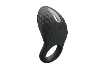 Черное эрекционное виброкольцо с рельефным дизайном Heloise