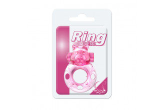 Розовое эрекционное виброкольцо на пенис Pink Bear