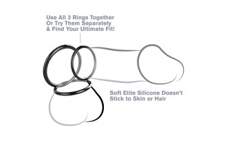 Набор из трех черных эрекционных колец Silicone 3-Ring Stamina Set