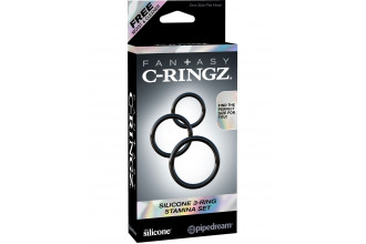 Набор из трех черных эрекционных колец Silicone 3-Ring Stamina Set