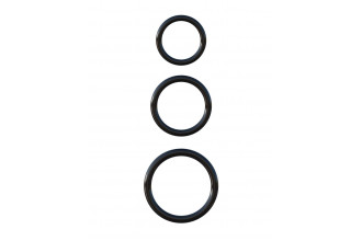 Набор из трех черных эрекционных колец Silicone 3-Ring Stamina Set