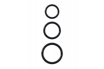 Набор из трех черных эрекционных колец Silicone 3-Ring Stamina Set