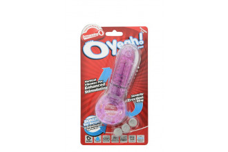 Фиолетовое эрекционное кольцо с вибрацией и пальчиком OYEAH PURPLE