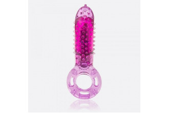 Фиолетовое эрекционное кольцо с вибрацией и пальчиком OYEAH PURPLE