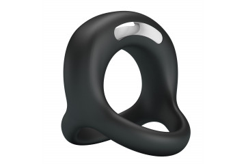 Черное виброкольцо на пенис и мошонку Elliott