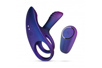 Фиолетовое эрекционное виброкольцо с клиторальной подушечкой Infinity Ignite