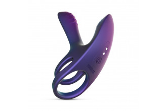 Фиолетовое эрекционное виброкольцо с клиторальной подушечкой Infinity Ignite
